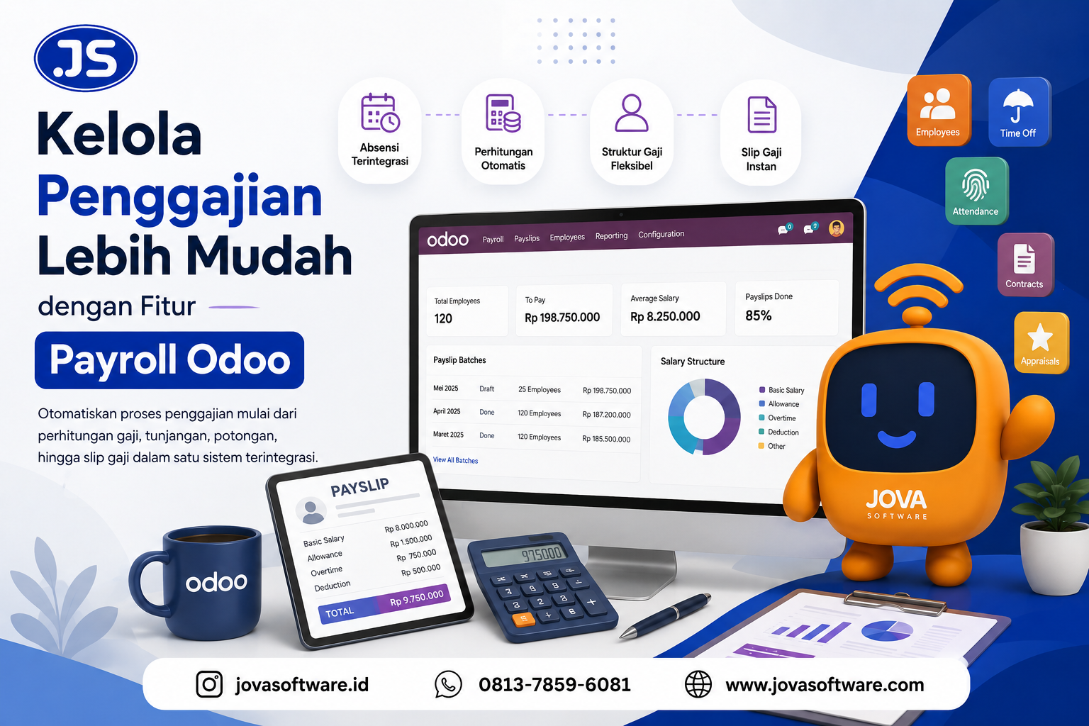 Kelola Penggajian Lebih Mudah dengan Fitur Payroll Odoo